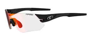 three-quarter view of the Tsali Matte Black sunglass with Clarion Red Fototec photochromic lens