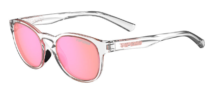 Svago lifestyle sport sunglasses in crystal clear with pink mirrored lenses