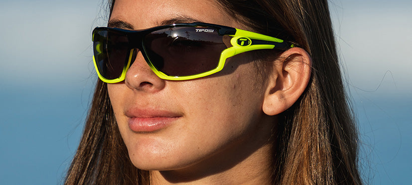 Female with Amok Race Neon Fototec Sunglasses
