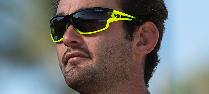 Male with Amok Race Neon Fototec Sunglasses