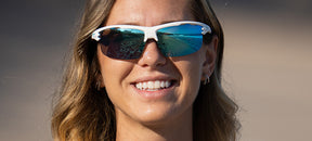 female runner rivet matte white clarion sunglass
