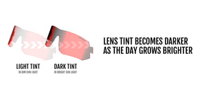 Image showing the tint change from light to dark on the Clarion Red Fototec lens