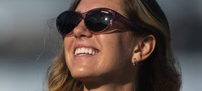 female shirley crystal peach blush outdoor sunglass