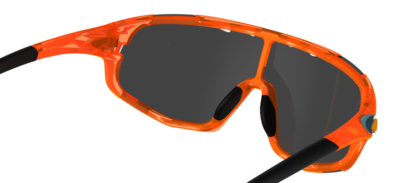 Sledge sport sunglass in crystal orange with clarion blue lens