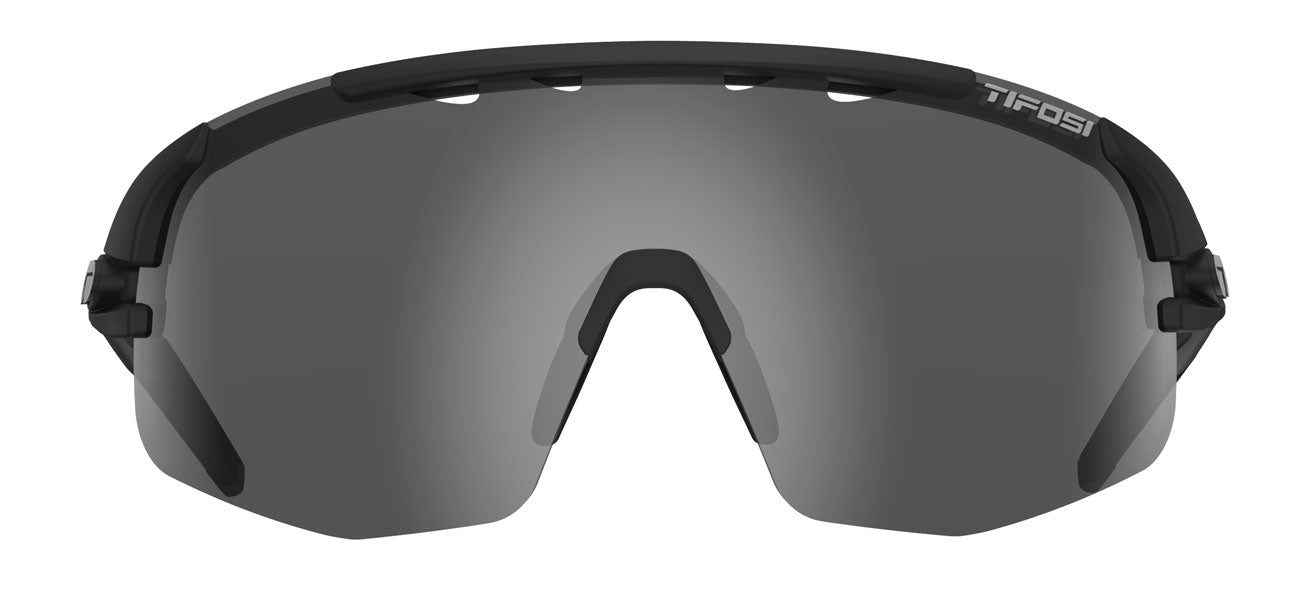 Sledge matte black sport sunglass with smoke lens front
