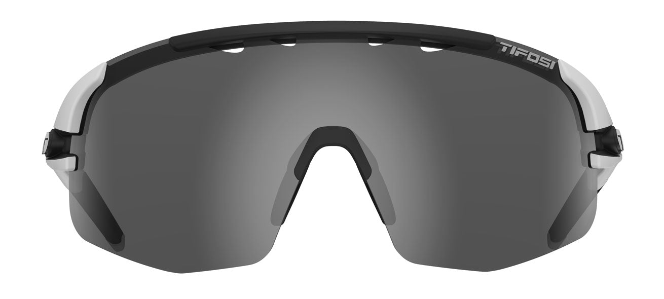 Sledge matte white sport sunglass with smoke lens front