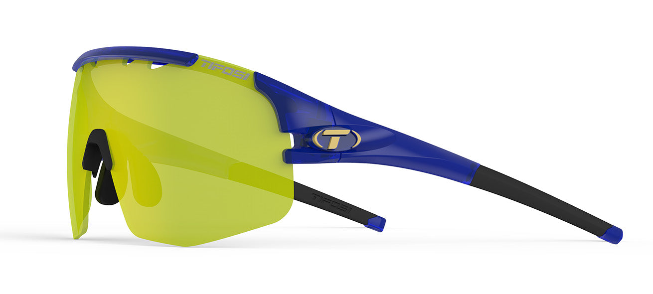Sledge Lite sport sunglass in midnight navy with clarion yellow sit