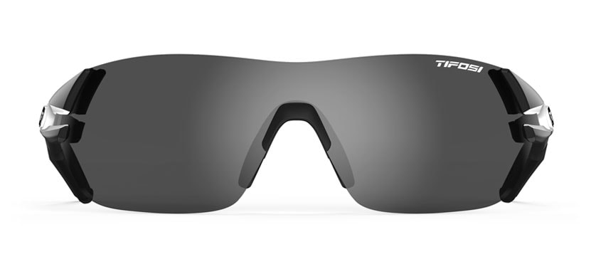 Slice sport sunglass in black with smoke lens front