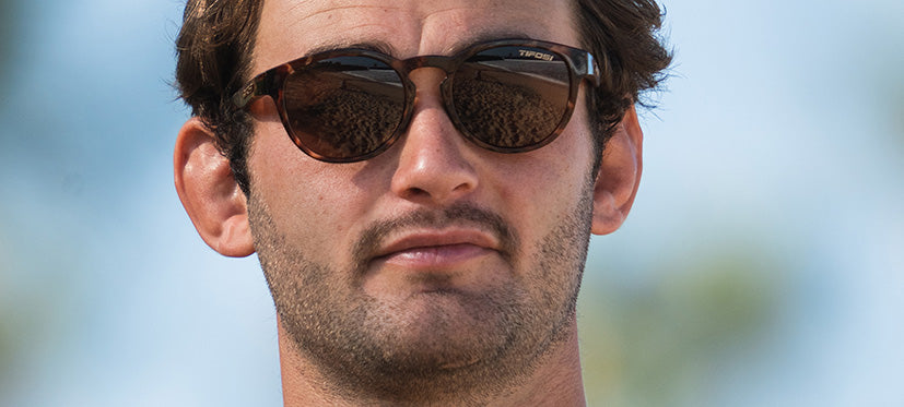Male wearing Svago tortoise lifestyle sport sunglasses