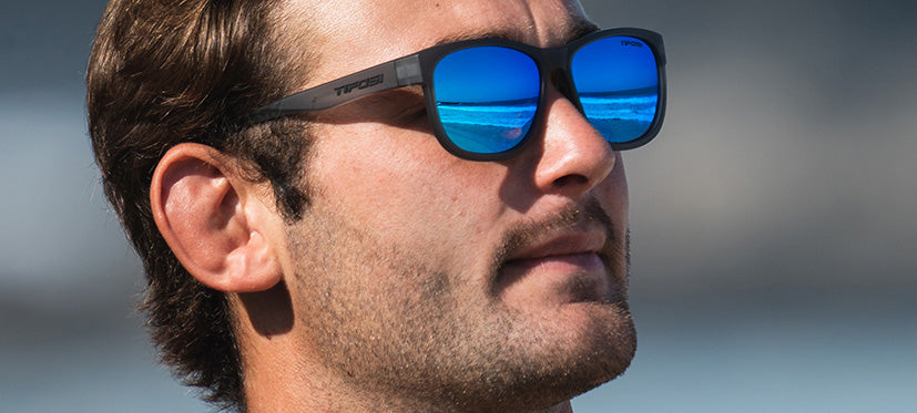 Male wearing Swank XL satin vapor polarized sunglasses