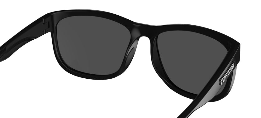 Swank XL gloss black sunglasses with sky blue lenses