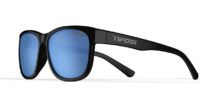 Swank XL gloss black sunglasses with sky blue lenses