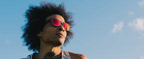 Male runner wearing Swank XL satin vapor sunglasses