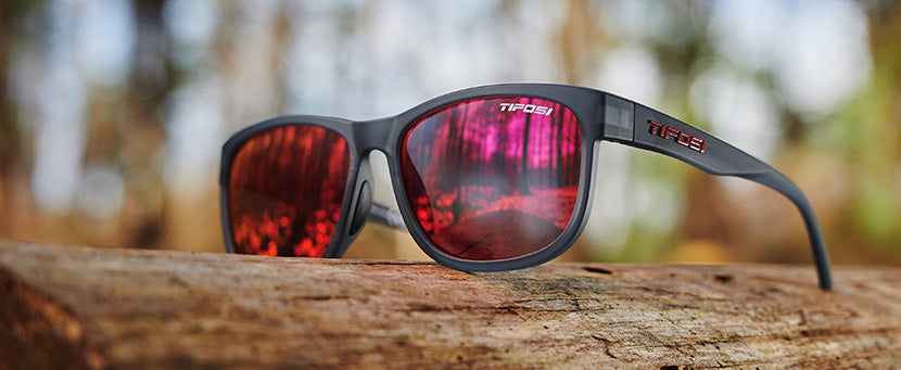 Swank XL satin vapor sunglasses in the woods