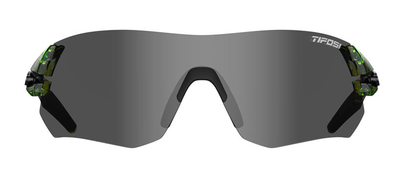 Front view of the Tsali Neon Green sunglass with smoke lens
