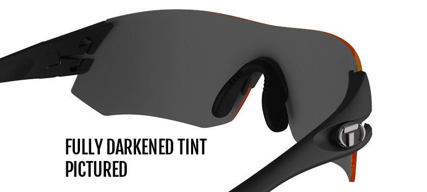 Image showing the rear view of the Tsali Matte Black sunglass with Clarion Red Fototec lens